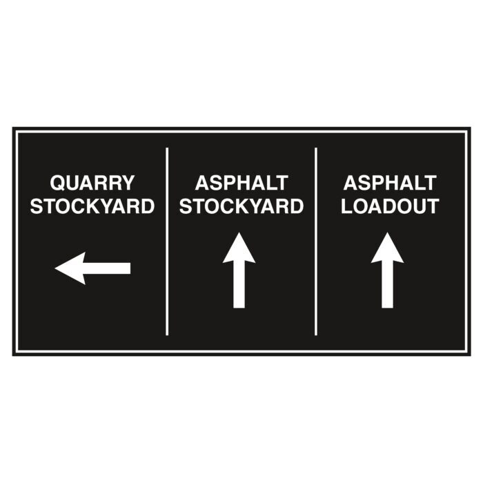 Quarry Stockyard (Left Arrow), Asphalt Stockyard (Straight Arrow), Asphalt Loadout (Straight Arrow)